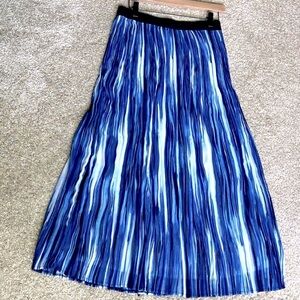 NY Collection Blue Striped pleated Women's Skirt